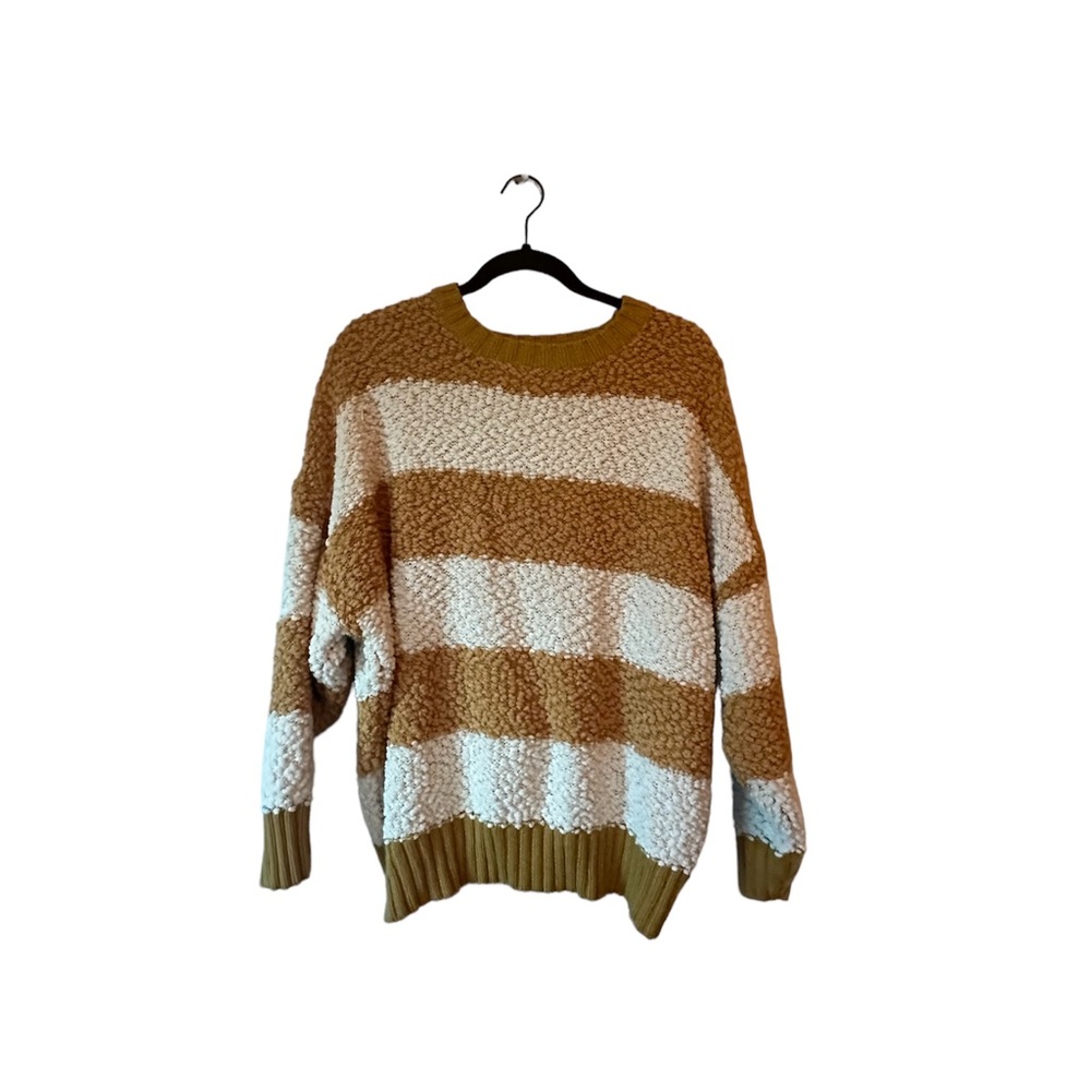 Entro Mustard and White Stripe Open Back Sweater